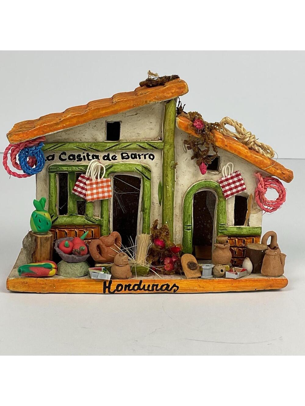 handmade ceramic folk art Honduras, miniature house, Casita De Barro